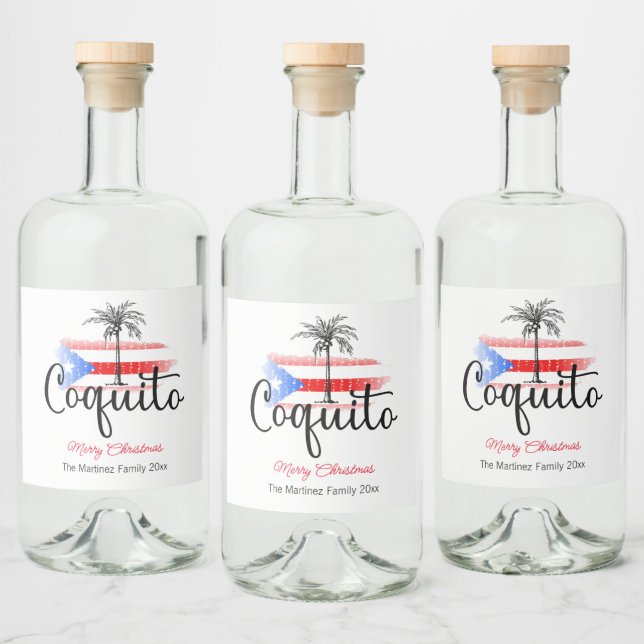Coquito Frohe Weihnachtsfahne Palm Tree Geschenk T Alkoholflaschenetikett (Flaschen)
