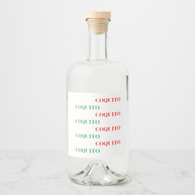 Coquito Grün und Rot Alkoholflaschenetikett (Vorderseite)