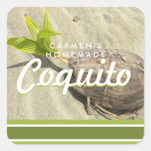 Coquito Kokosnuss Quadratischer Aufkleber