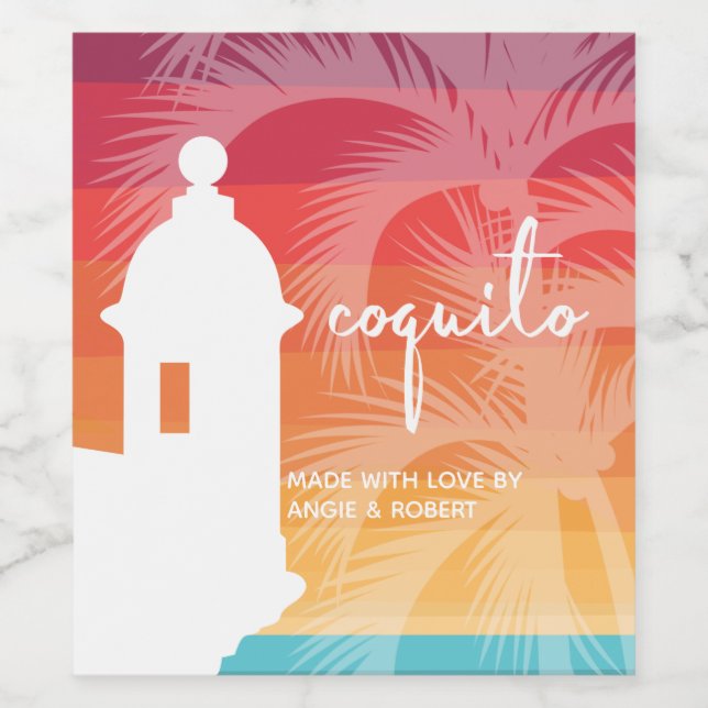 Coquito Palm Tree Weinetikett (Einzelnes Label)