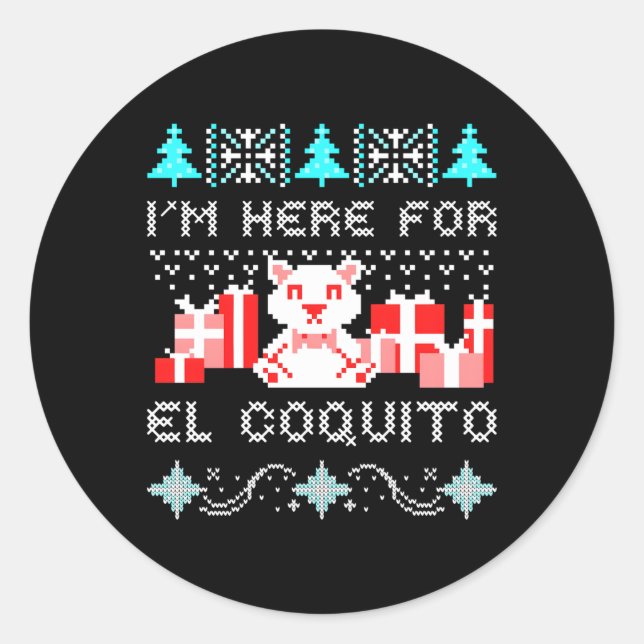 Coquito Puerto Rico Ugly Navidad Boricua Runder Aufkleber (Vorderseite)