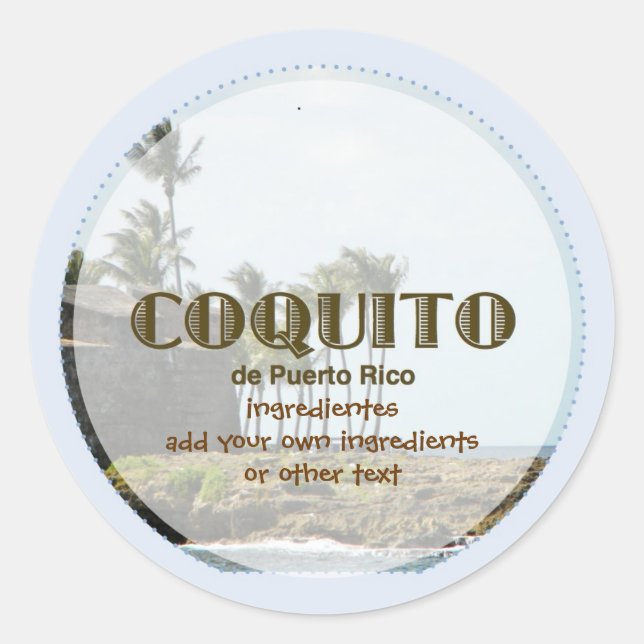 Coquito Puertorriqueno Runder Aufkleber (Vorderseite)