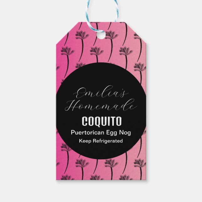 Coquito Recipe Drink Kokosnuss Eier Nog Palm Pink Geschenkanhänger (Vorderseite)