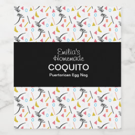 Coquito Recipe Drink Palmen Bäume Modernes Egg Nog Weinetikett