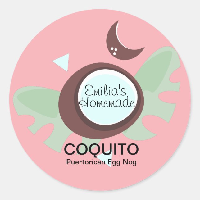Coquito Rezept Drink Kokosnuss Ei Nog Runder Aufkleber (Vorderseite)