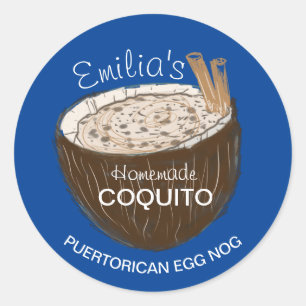 Coquito Rezept Drink Kokospalme Muschel Ei Nog Runder Aufkleber