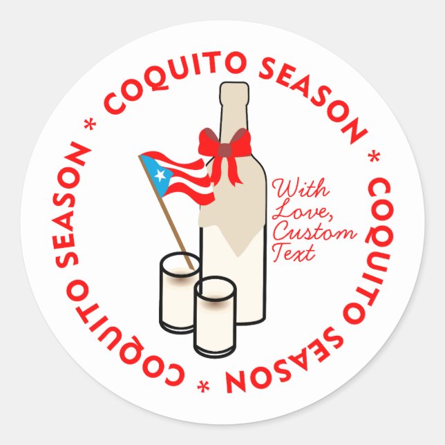 Coquito Season Bottle Label Small Personalize Text Runder Aufkleber (Vorderseite)