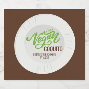 Coquito Veganes Kokosnuss-Getränk Klassischer Rund Alkoholflaschenetikett