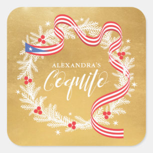 Coquito Weihnachtskrautsticker Quadratischer Aufkleber