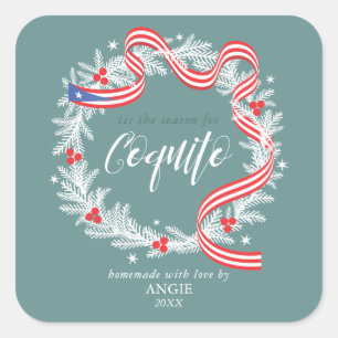 Coquito Weihnachtsmann Weinkarte Quadratischer Aufkleber