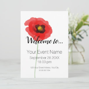COQULICOT AQUARELLE Invitation Simple
