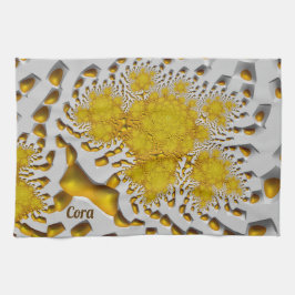 CORA ~ 3D Golden Lava ~ Fraktal ~ ORIGINAL ~ Geschirrtuch