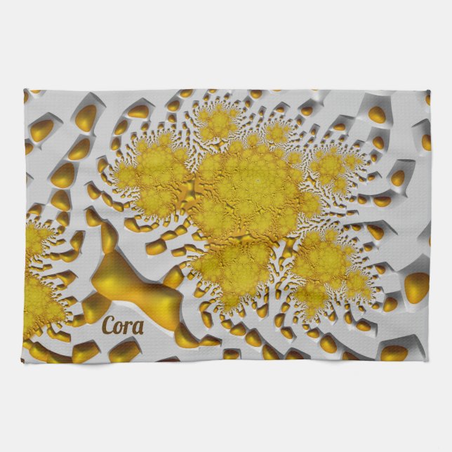 CORA ~ 3D Golden Lava ~ Fraktal ~ ORIGINAL ~ Geschirrtuch (Horizontal)