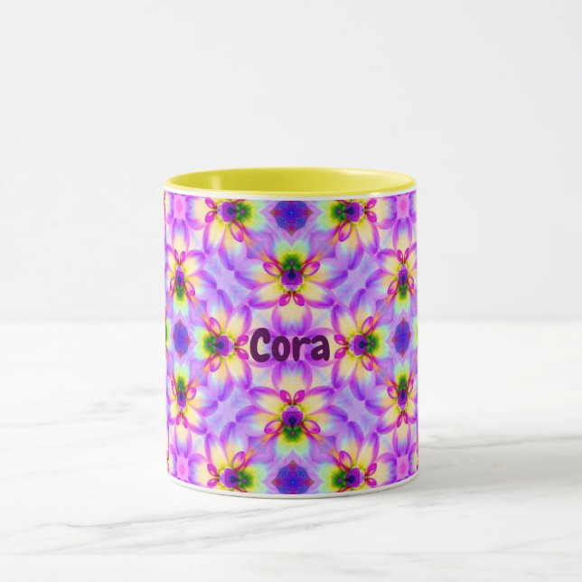CORA ~ Blumenmuster für Ostern ~ Personalisiert Tasse (Zentrum)