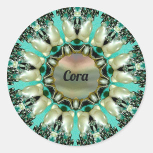 CORA ~ Helles Abstraktes Muster ~ Personalisiert Runder Aufkleber