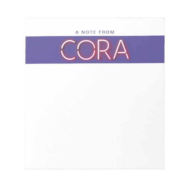 Cora Name in leuchtenden Neonleuchten Notizblock (Vorderseite)
