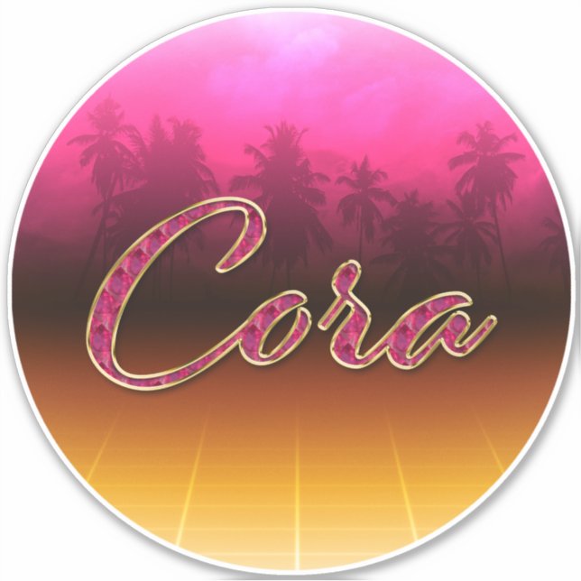 Cora Prénom Golden Pink Autocollants (Devant)