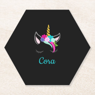 Cora Regenbogen Einhorn Name T-Shirt Untersetzer