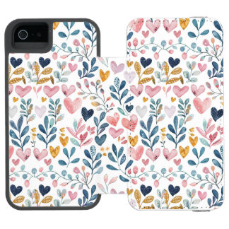 Corações em aquarela incipio watson™ iPhone 5 geldbörsen hülle