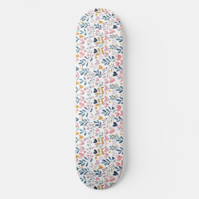 Corações em aquarela skateboard (Vorderseite)
