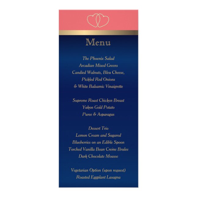 Corail and Navy Gold Hearts - Menu (Devant)