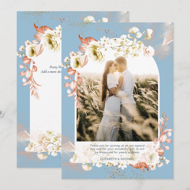 Corail bleu foncé moderne MERCI PHOTO Florale (Devant / Derrière)