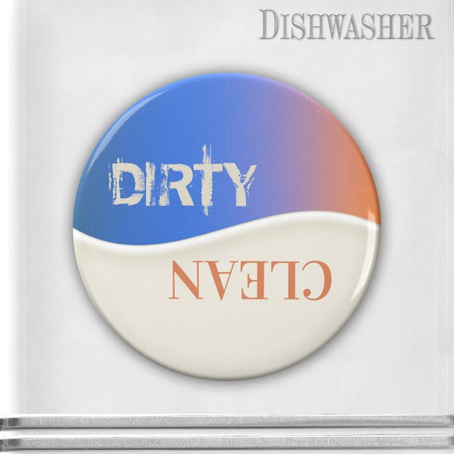Corail bleu ivoire propre lave-vaisselle Magnet (Clean-dirty dishwasher magnet featuring a modern design in blue, coral and ivory colors.)