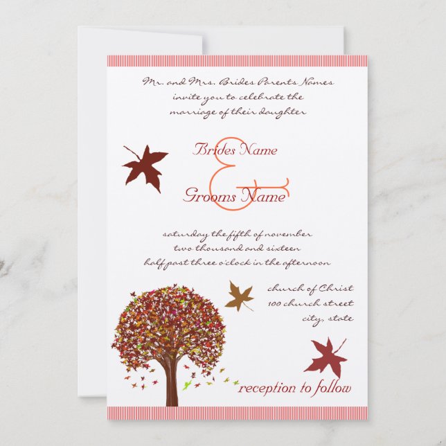 Corail Bourgogne Faire-part de mariage de tilleul  (Dos)