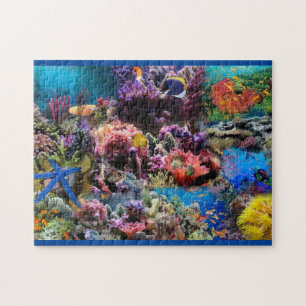 Corail de mer coloré et puzzle de poisson