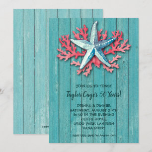 Corail de poisson étoilé sur Invitations de bois t