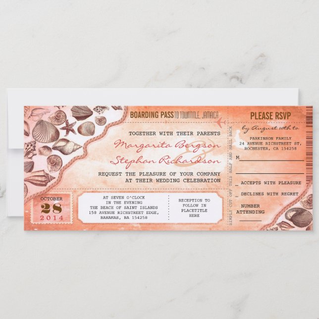 corail destination mariage invitations (Devant)