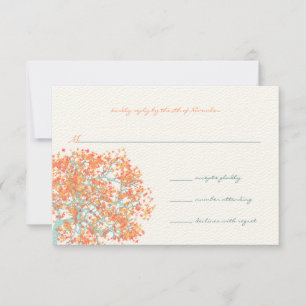 Corail Feuilles AQUA Tree Faire-part de mariage