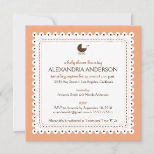 (Corail) Invitation Précieuse au Baby shower sur m