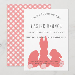 Corail mignon Bunnies Pâques   Brunch Invitation