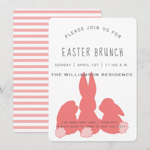 Corail mignon Bunnies Pâques   Brunch Invitation