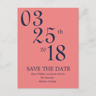 Corail moderne et marine Enregistrer la date Carte