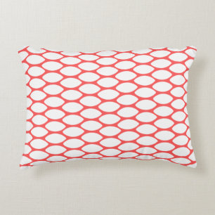 Corail moderne rouge blanc Motif Accent Coussin