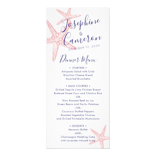 Corail Pink Starfish Menu Plage moderne (Devant)