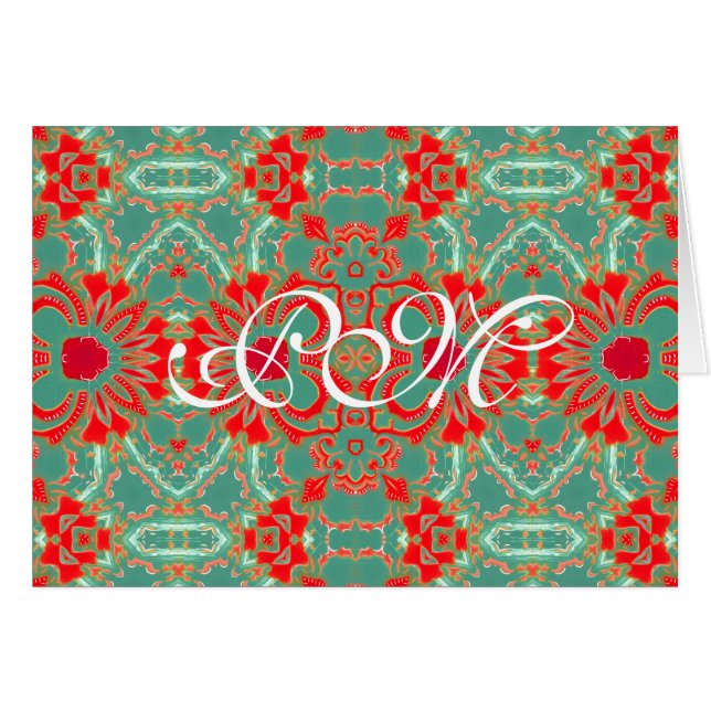 Corail sophistiqué de Bohème de turquoise floral (Devant horizontal)