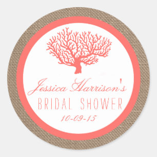 Corail Sur Les Stickers Fête des mariées De Burlap