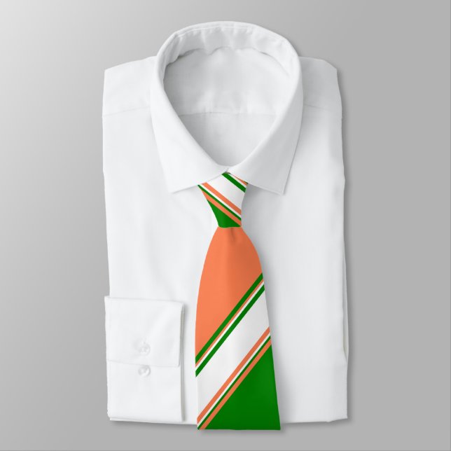 Corail vert et ivoire Cravate rayée (Attaché)