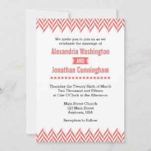 Corail White Herringbone Faire-part de mariage