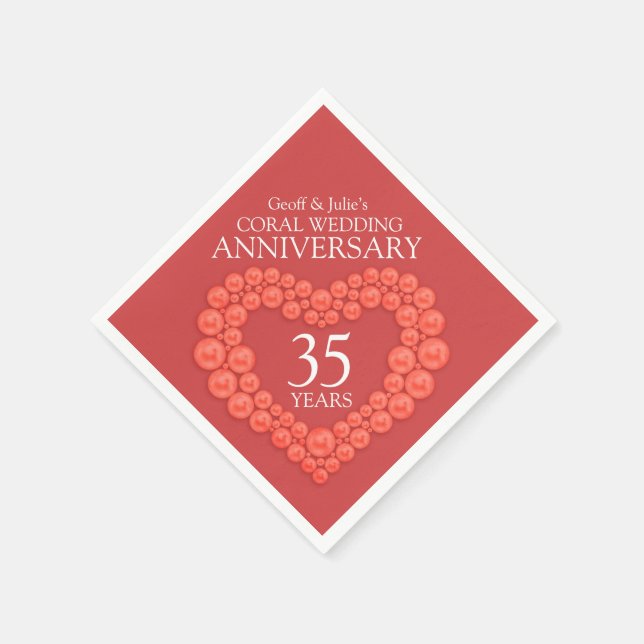 Coral 35. Hochzeit Geburtshaus Servietten (Ecke)