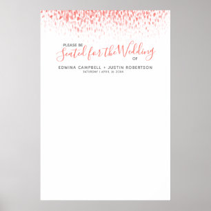Coral abstrakte Aquarellfarbe DIY Hochzeitstisch P Poster