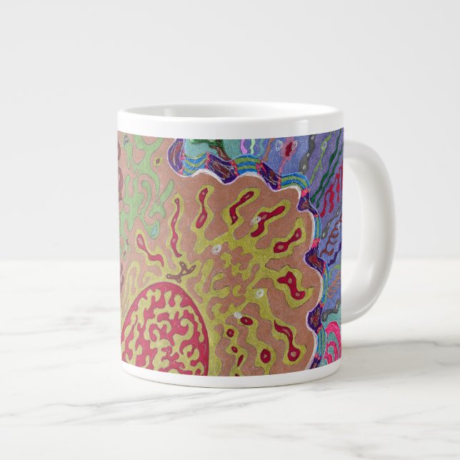 "Coral" Abstrakte Kunst Jumbo-Tasse (Vorderseite Rechts)
