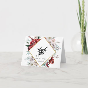 Coral Almond Moderne Aquarellblütenhochzeit Tha Dankeskarte