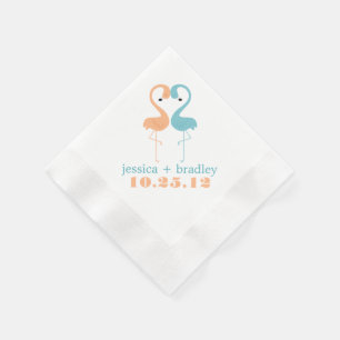 Coral and Aqua Flamingos Beach Wedding Serviette