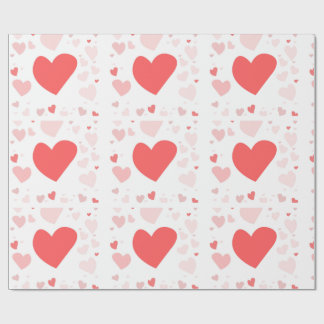 Coral and Blush scattered hearts  Geschenkpapier