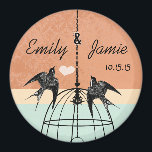 Coral & Aqua Bird Cage Wedding Magnet oder individ<br><div class="desc">Mehr Vogelkäferhochzeiten</div>