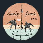 Coral & Aqua Bird Cage Wedding Magnet oder individ<br><div class="desc">Mehr Vogelkäferhochzeiten</div>